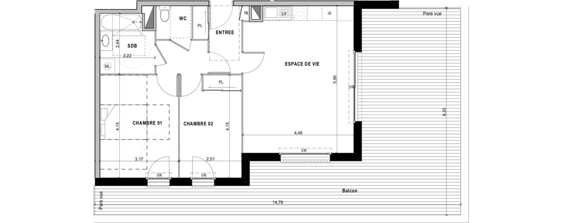 Appartement T3 de 63,98 m2 &agrave; Sciez Centre