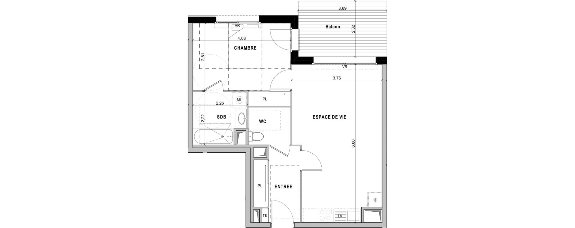 Appartement T2 de 48,23 m2 &agrave; Sciez Centre