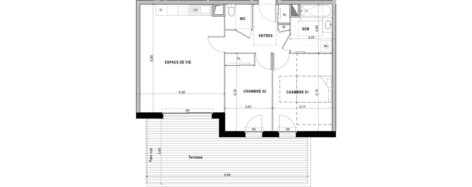 Appartement T3 de 63,11 m2 &agrave; Sciez Centre