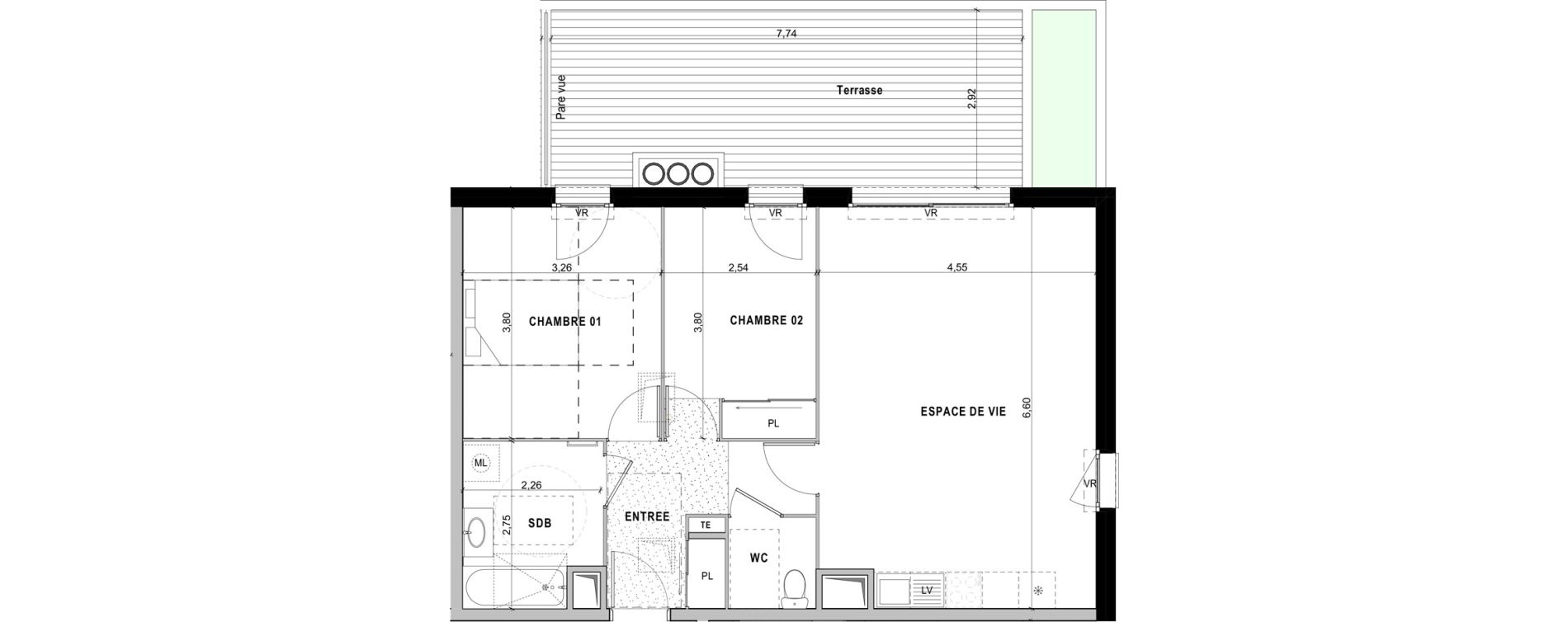 Appartement T3 de 66,11 m2 &agrave; Sciez Centre