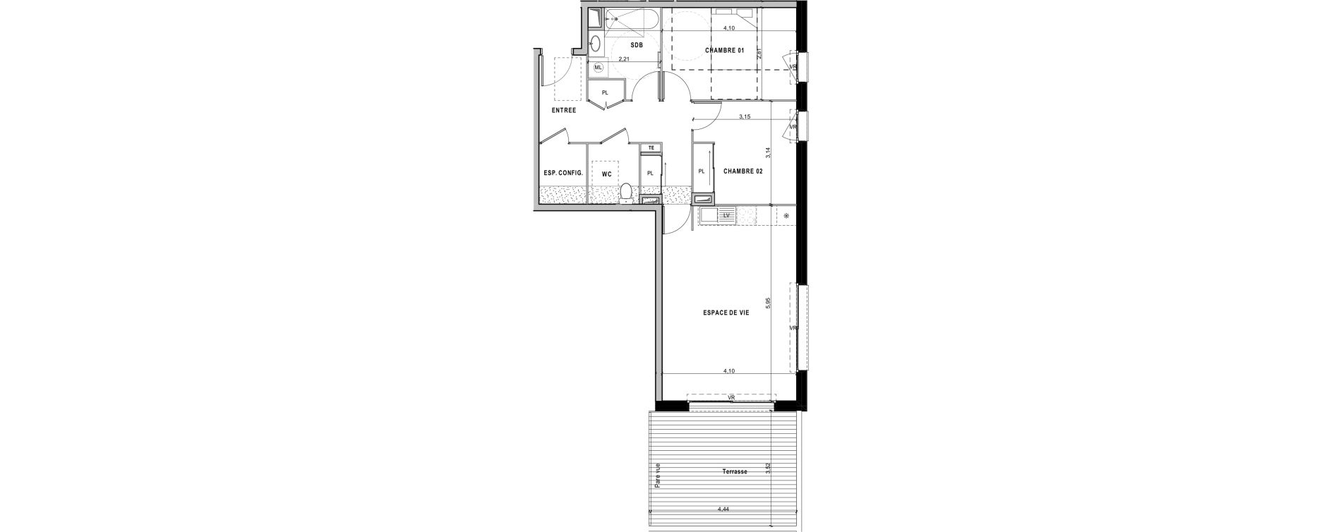 Appartement T3 de 67,09 m2 &agrave; Sciez Centre