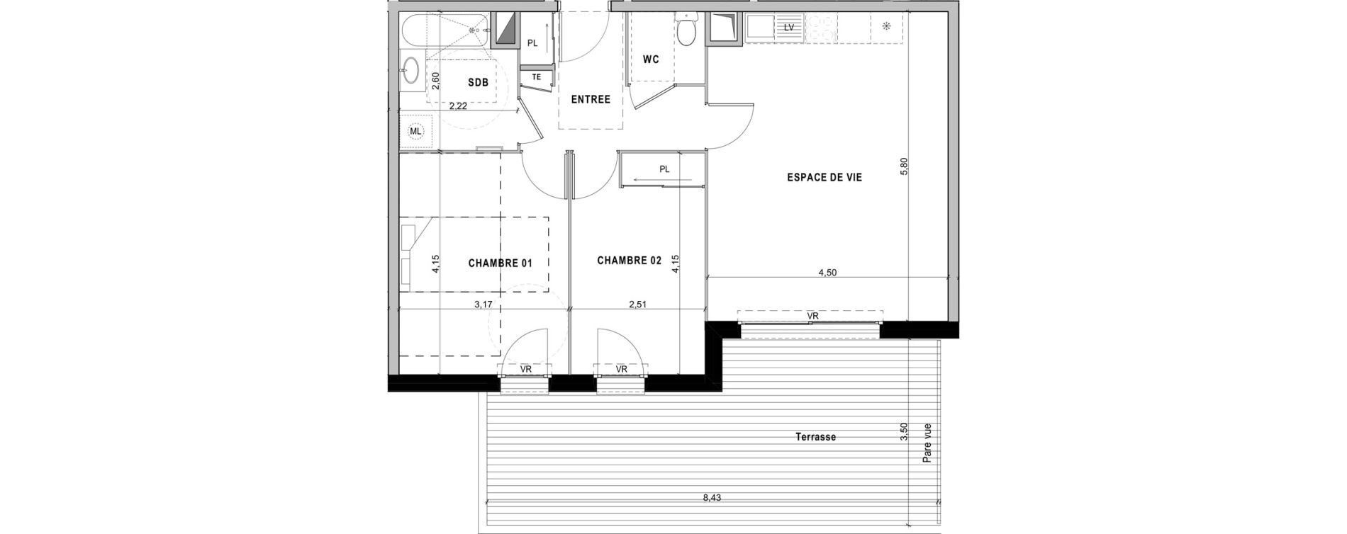 Appartement T3 de 63,11 m2 &agrave; Sciez Centre