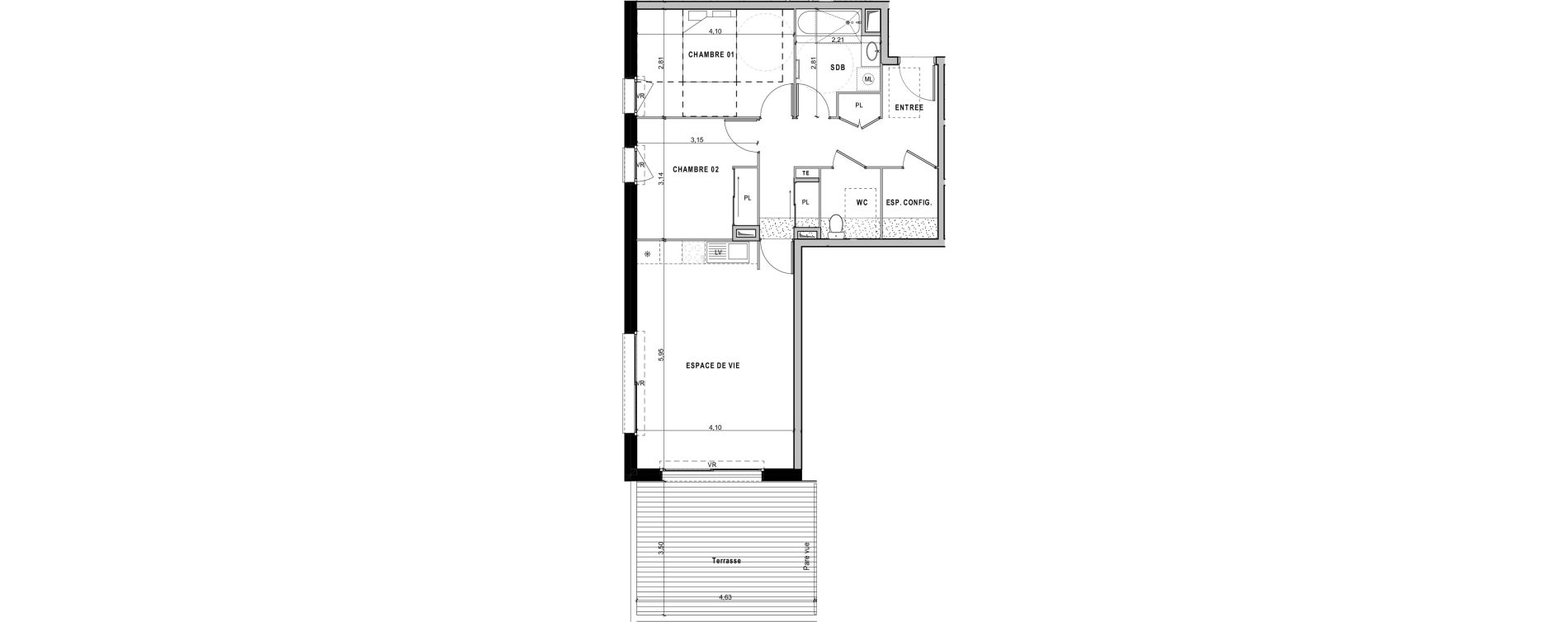 Appartement T3 de 67,09 m2 &agrave; Sciez Centre