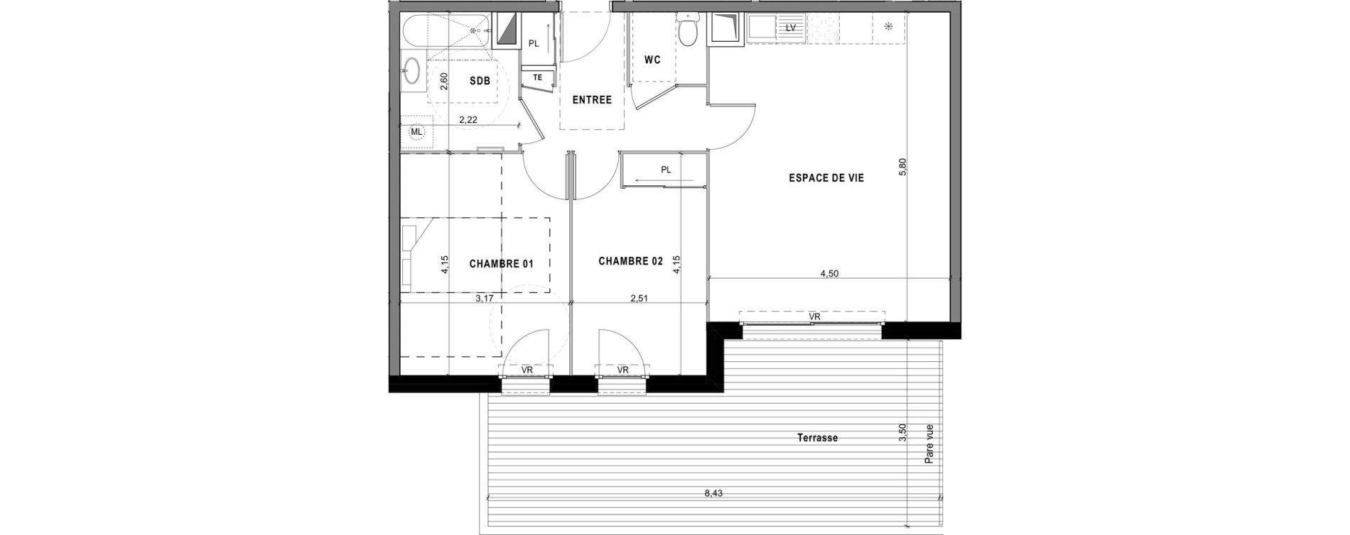 Appartement T3 de 63,11 m2 &agrave; Sciez Centre