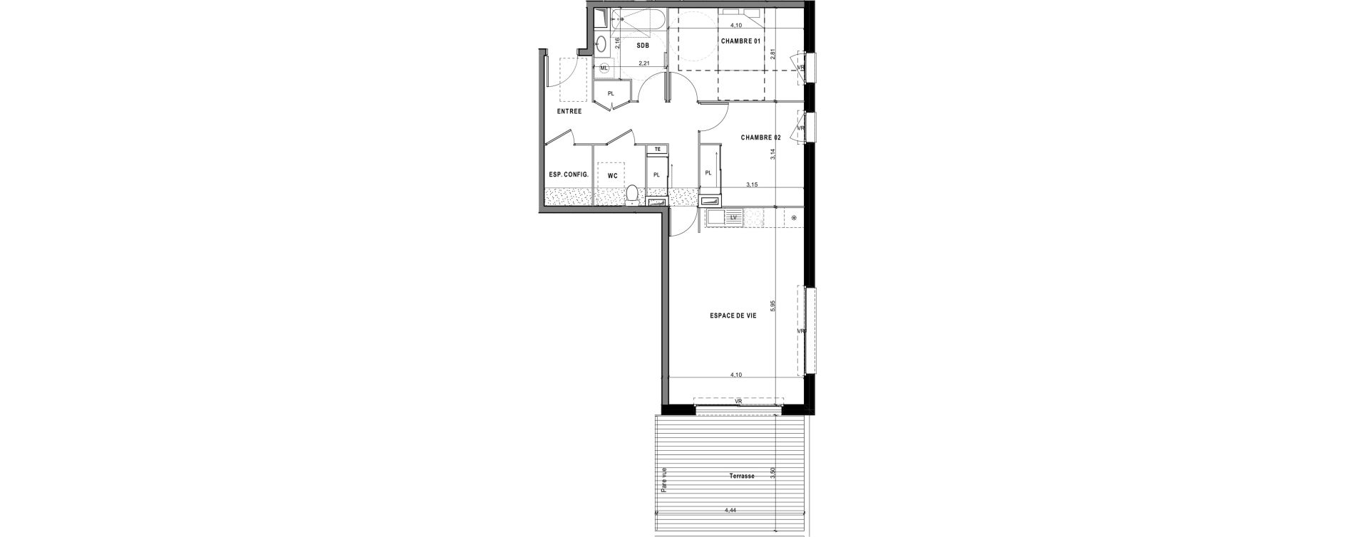 Appartement T3 de 67,09 m2 &agrave; Sciez Centre