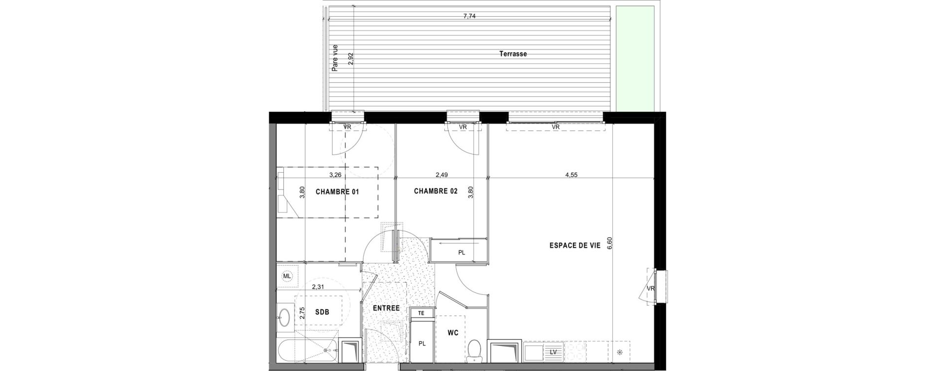 Appartement T3 de 66,11 m2 &agrave; Sciez Centre