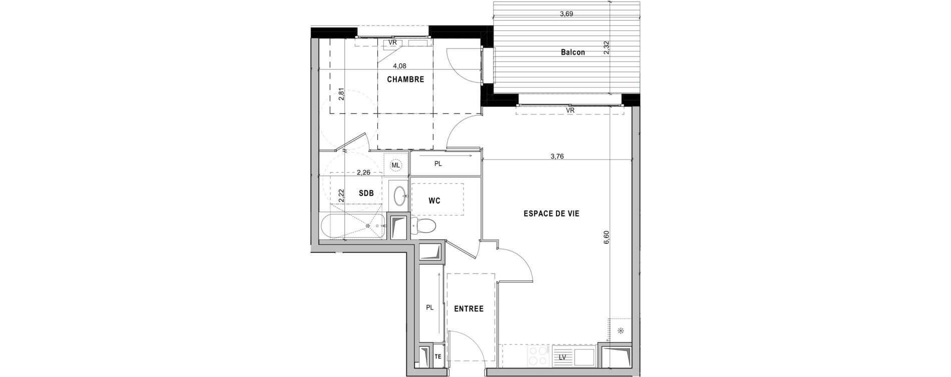 Appartement T2 de 48,23 m2 &agrave; Sciez Centre