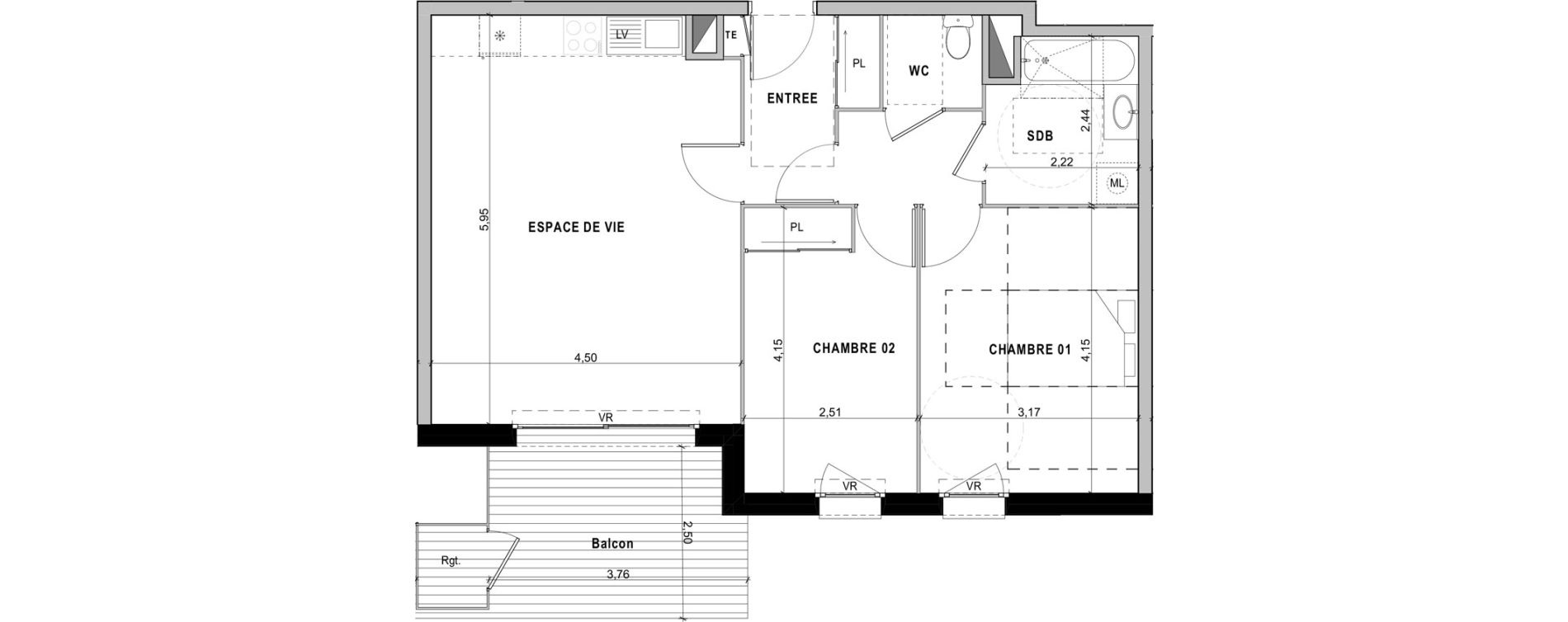 Appartement T3 de 63,98 m2 &agrave; Sciez Centre