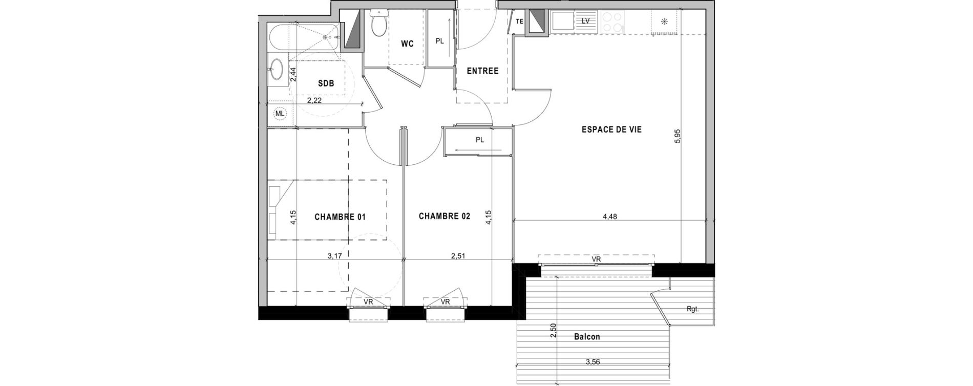 Appartement T3 de 63,98 m2 &agrave; Sciez Centre