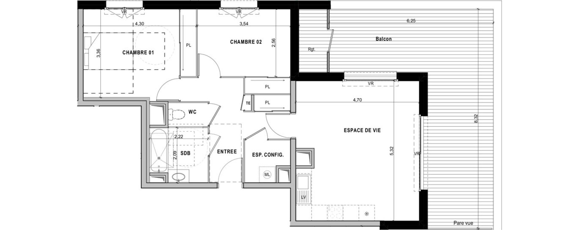 Appartement T3 de 65,59 m2 &agrave; Sciez Centre