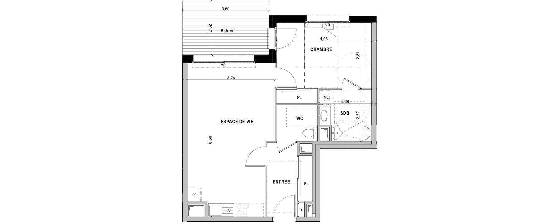 Appartement T2 de 48,23 m2 &agrave; Sciez Centre