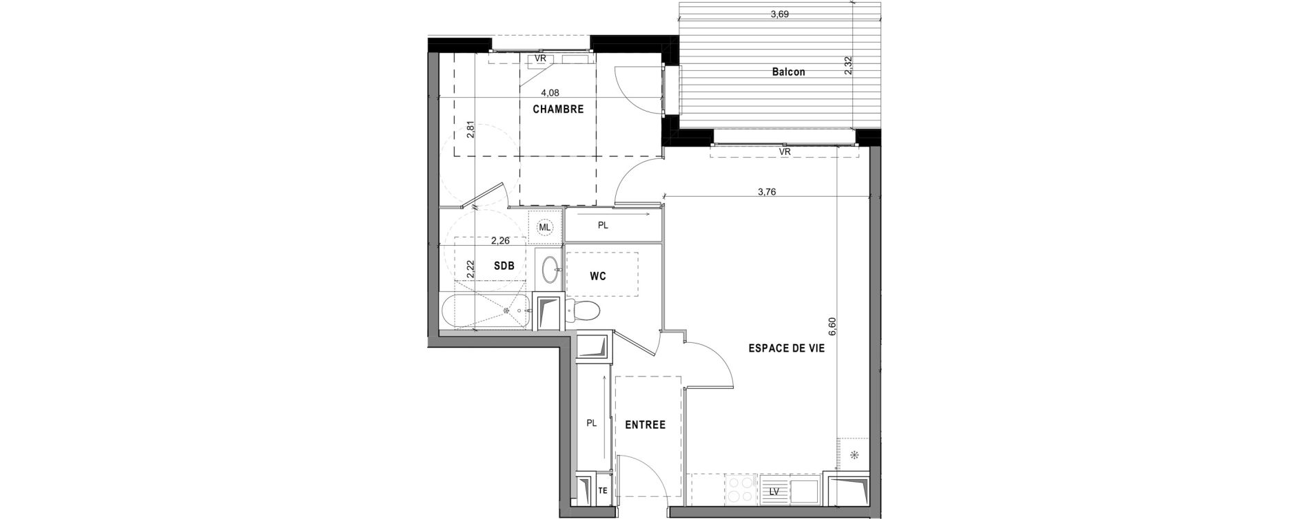 Appartement T2 de 48,23 m2 &agrave; Sciez Centre