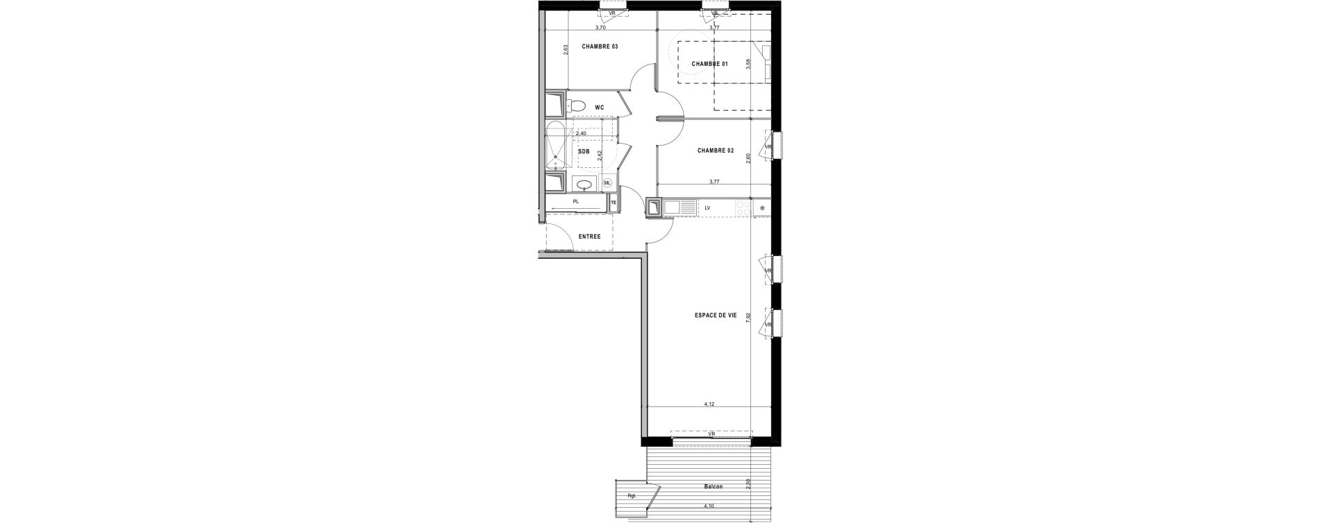 Appartement T4 de 82,65 m2 &agrave; Sciez Centre