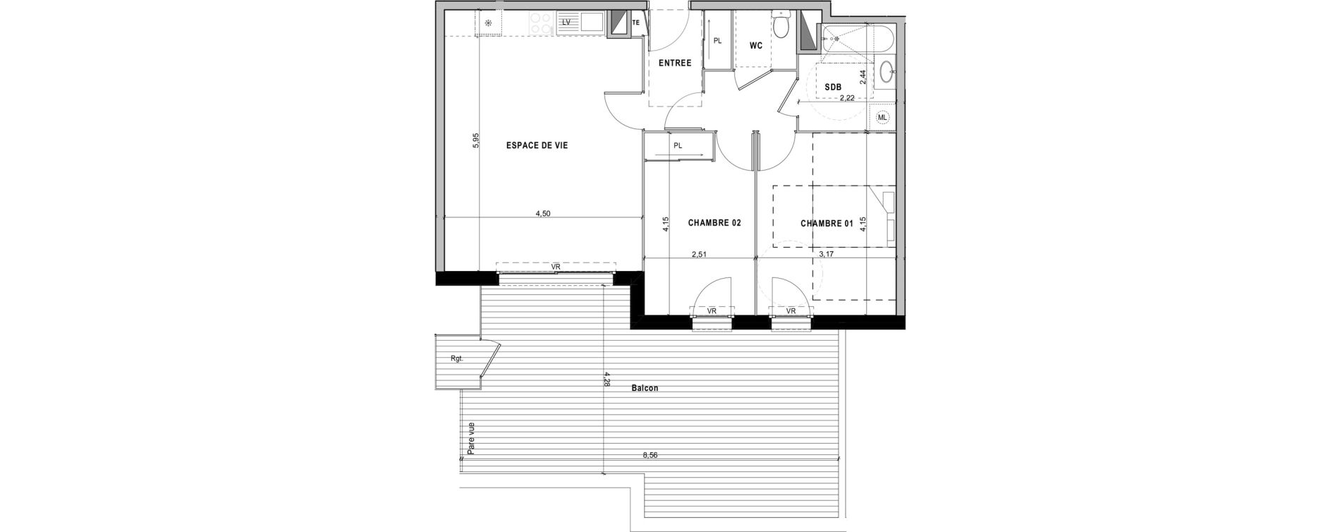 Appartement T3 de 63,98 m2 &agrave; Sciez Centre