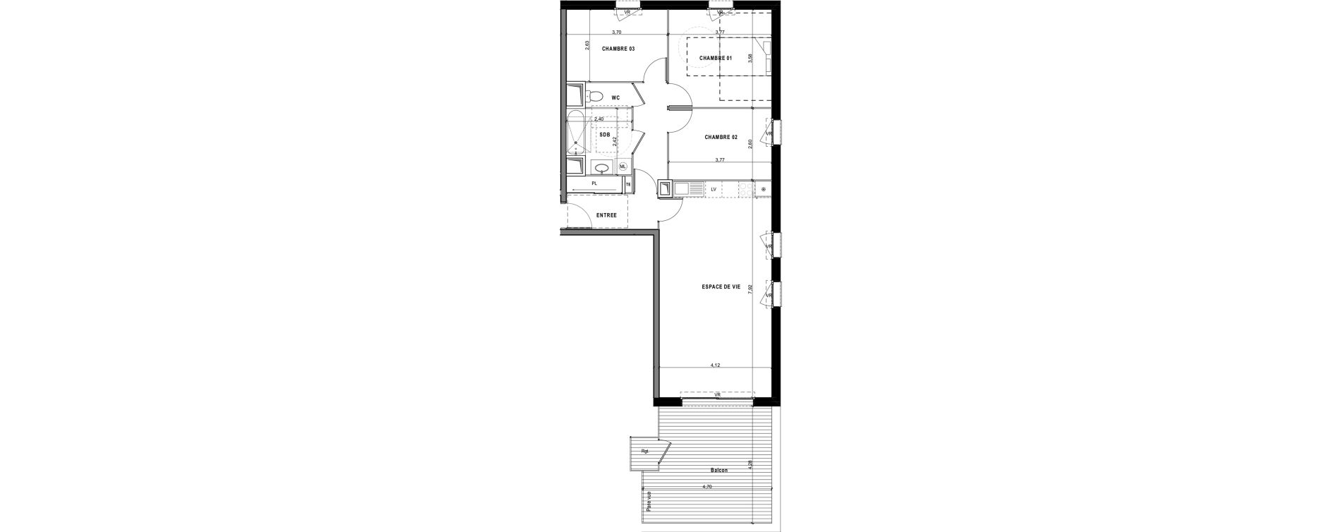 Appartement T4 de 82,65 m2 &agrave; Sciez Centre