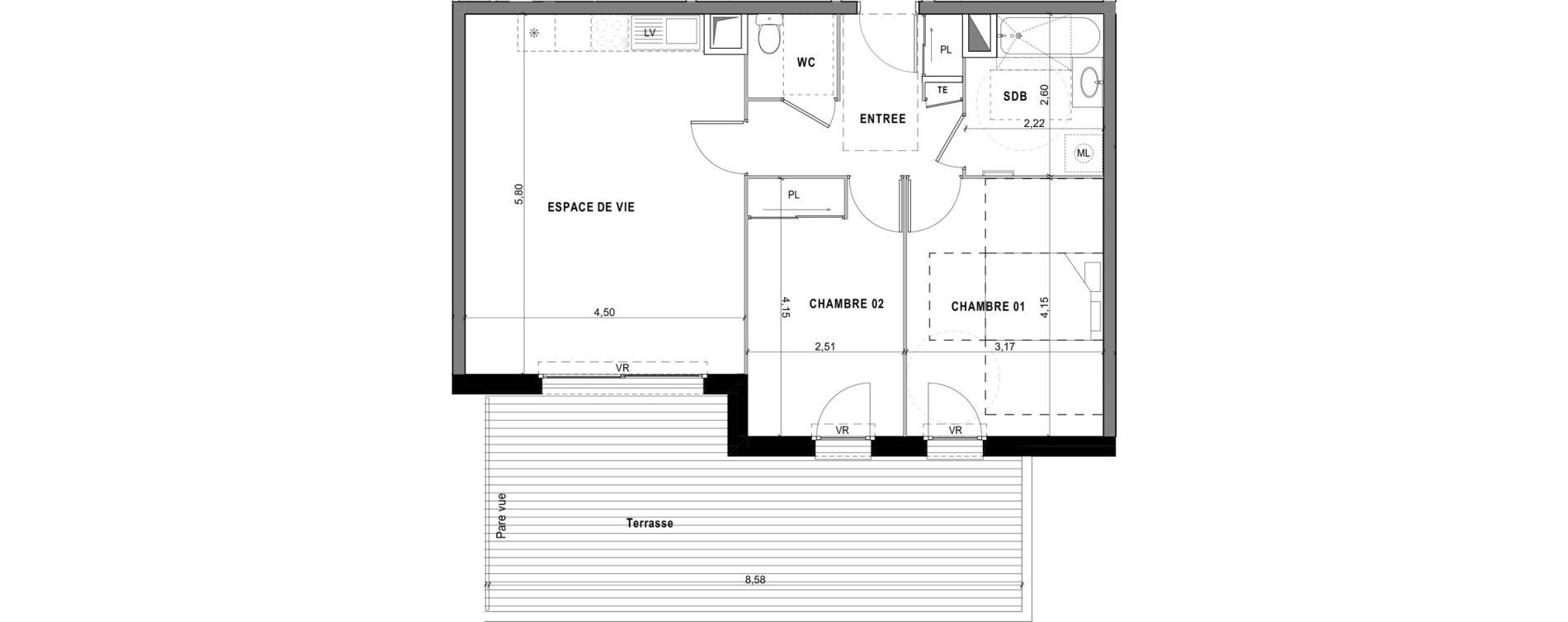 Appartement T3 de 63,11 m2 &agrave; Sciez Centre