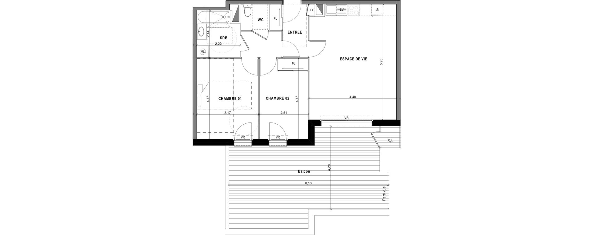 Appartement T3 de 63,98 m2 &agrave; Sciez Centre