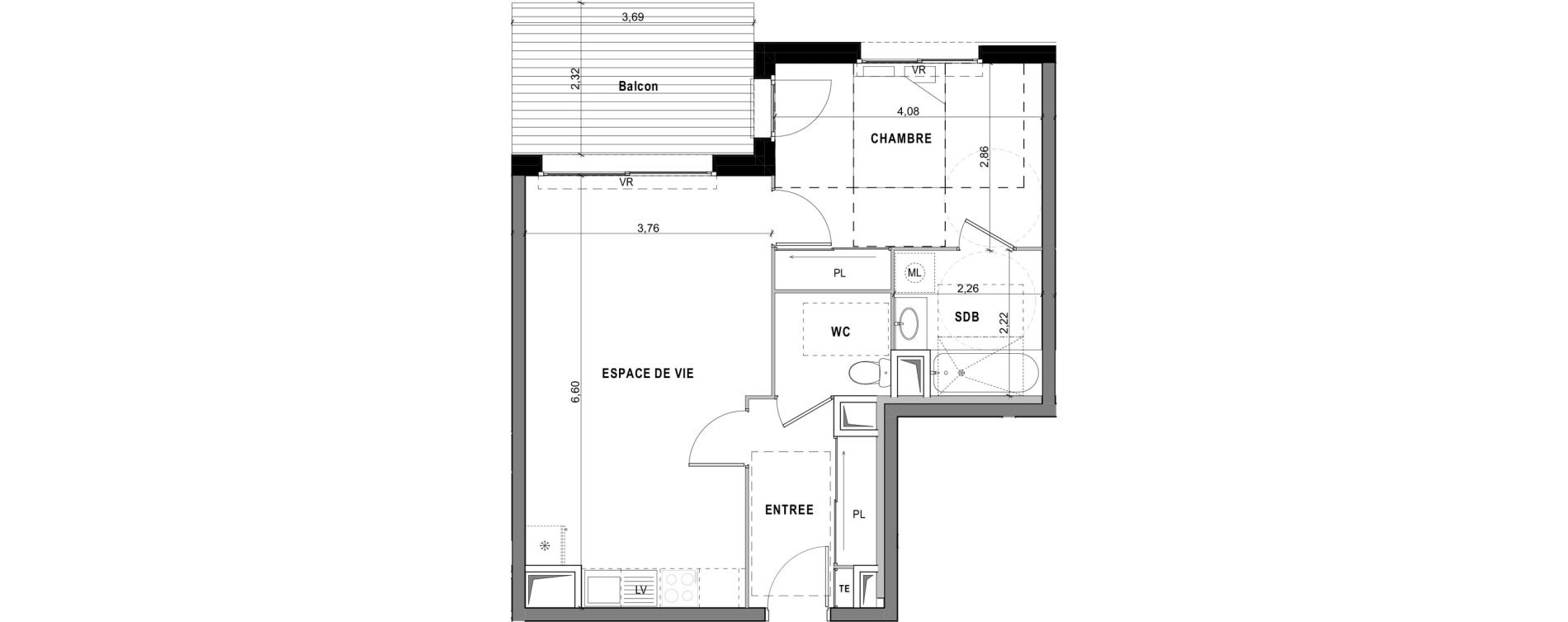 Appartement T2 de 48,23 m2 &agrave; Sciez Centre