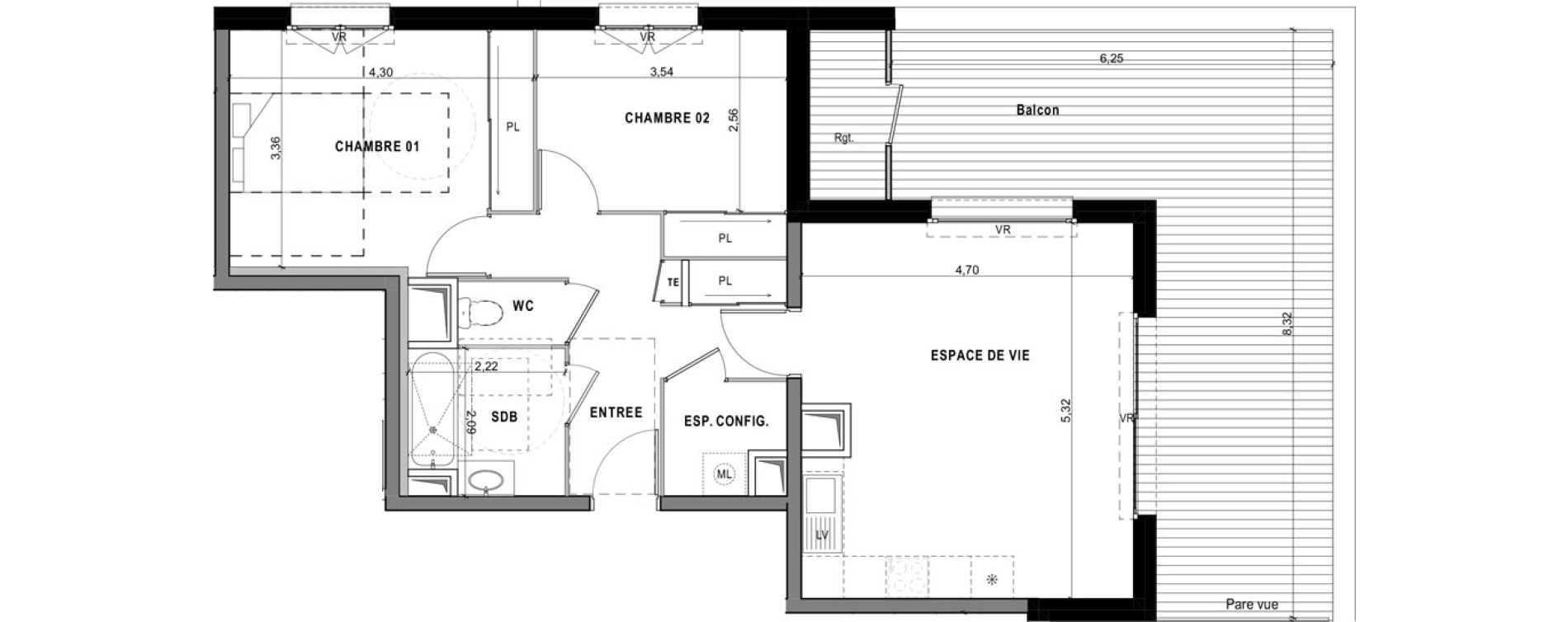 Appartement T3 de 65,59 m2 &agrave; Sciez Centre