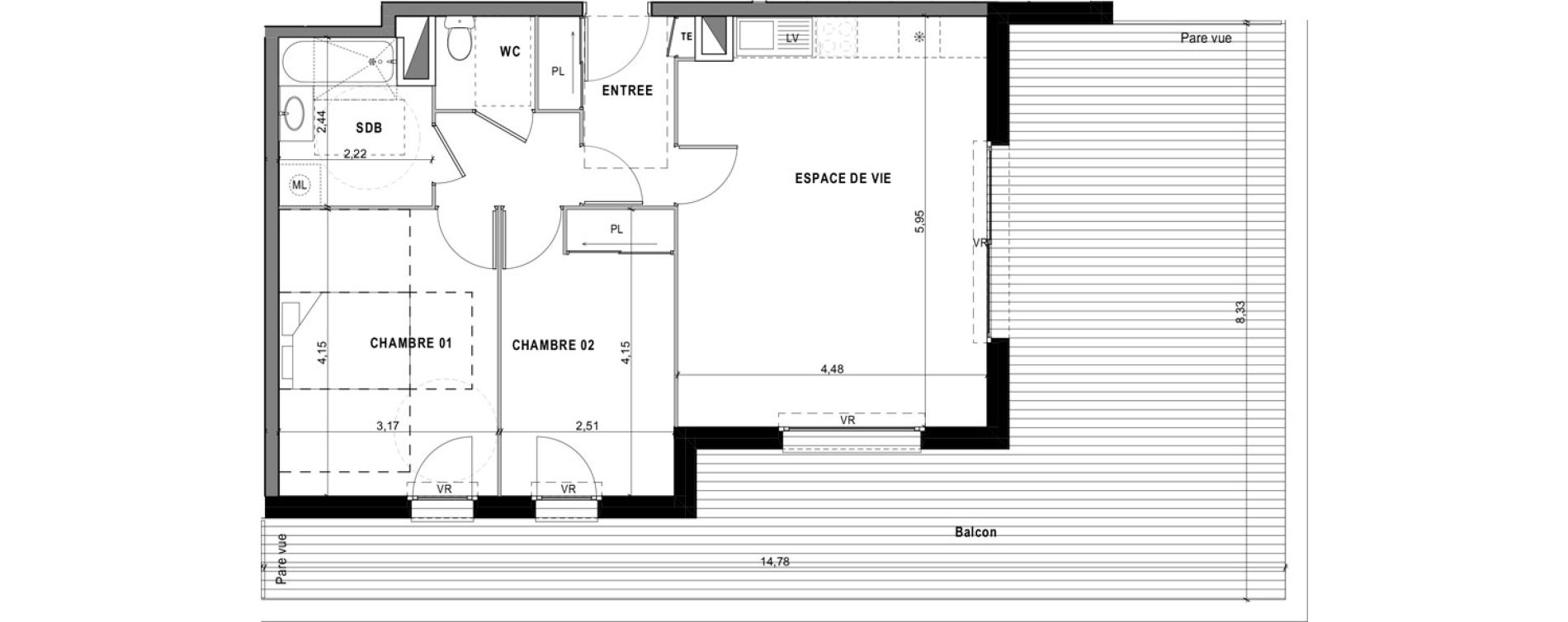 Appartement T3 de 63,98 m2 &agrave; Sciez Centre