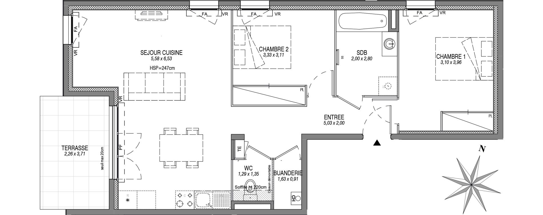 Appartement T3 de 66,19 m2 &agrave; Sciez Centre