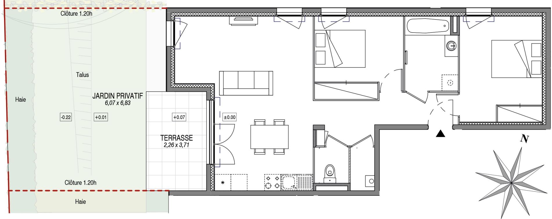 Appartement T3 de 66,19 m2 &agrave; Sciez Centre