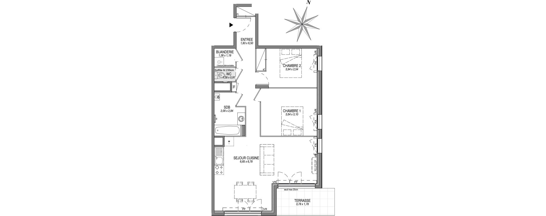 Appartement T3 de 65,68 m2 &agrave; Sciez Centre