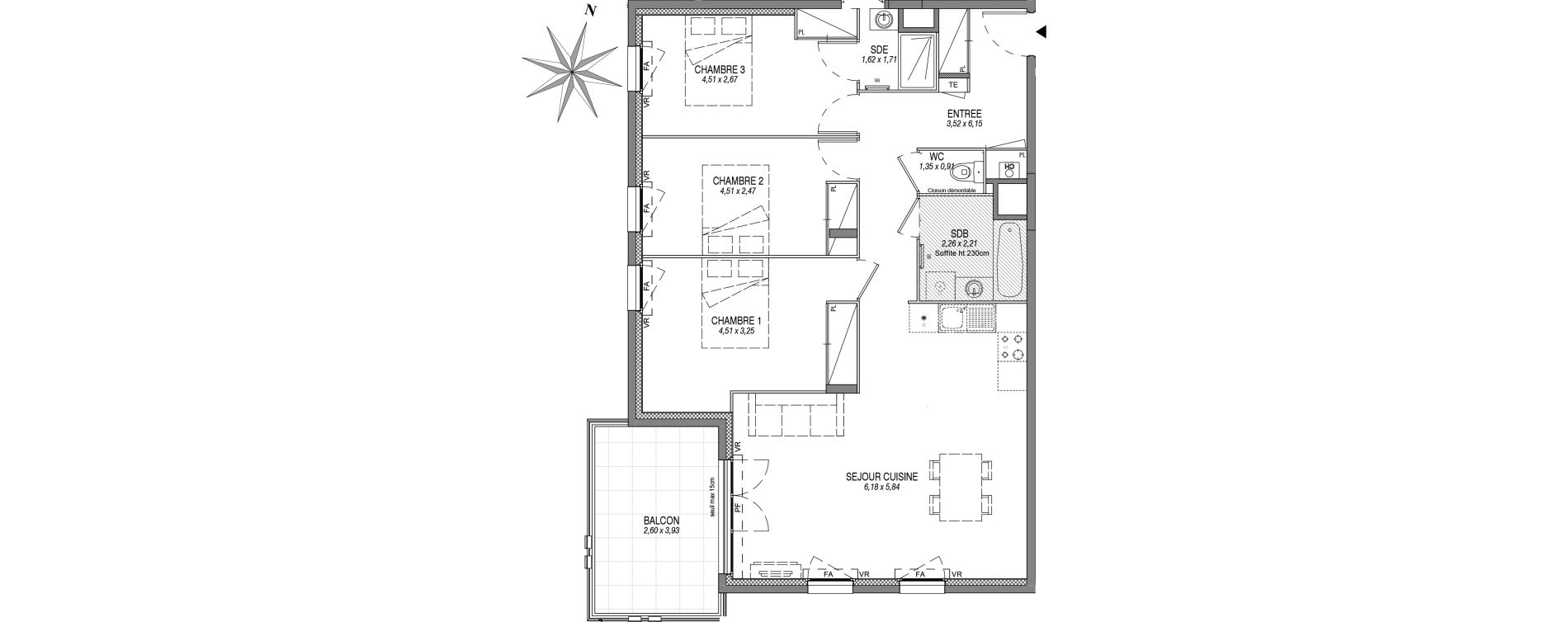 Appartement T4 de 86,70 m2 &agrave; Sciez Centre