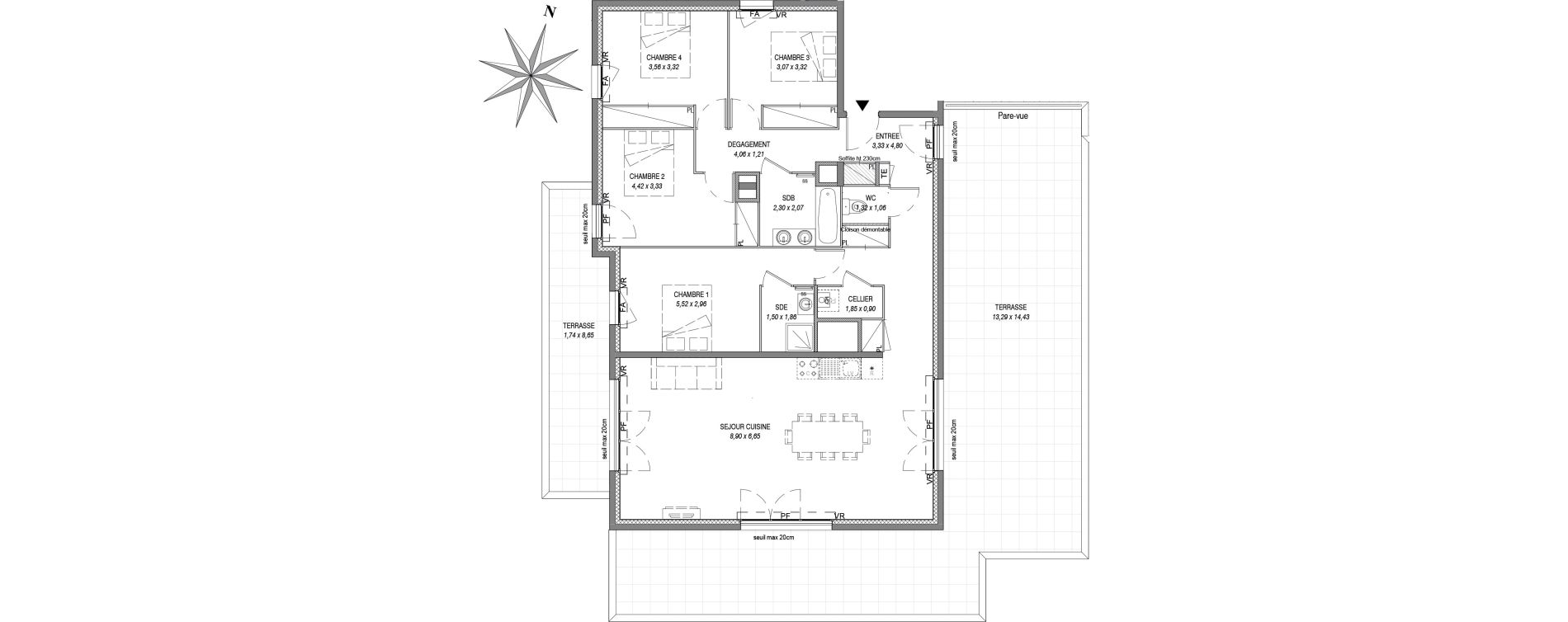 Appartement T5 de 118,22 m2 &agrave; Sciez Centre