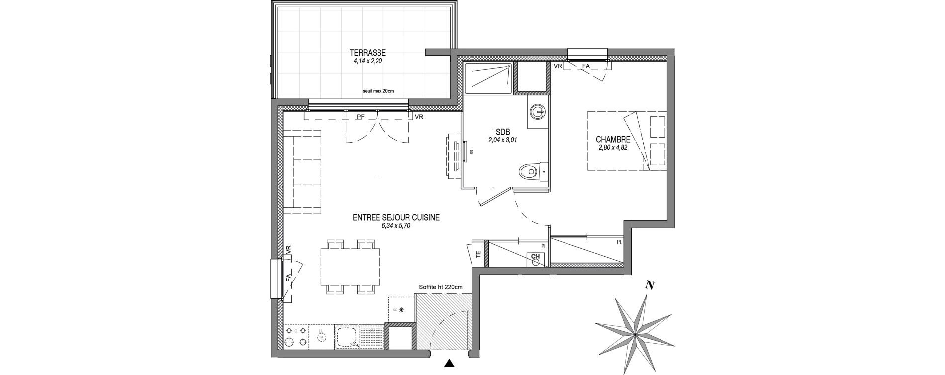 Appartement T2 de 45,94 m2 &agrave; Sciez Centre