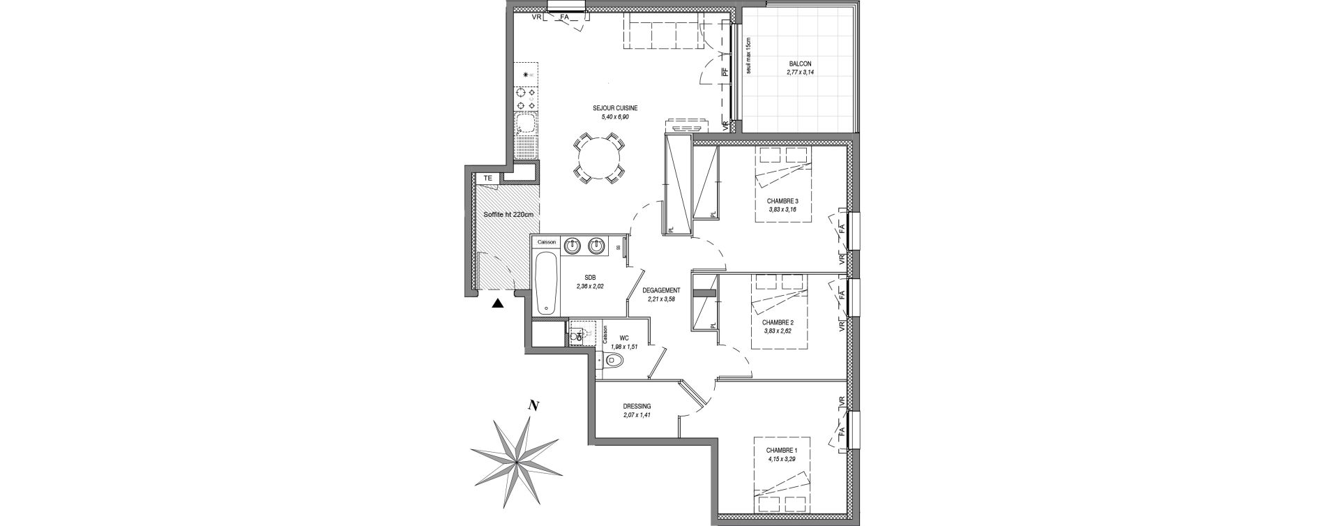Appartement T4 de 78,85 m2 &agrave; Sciez Centre