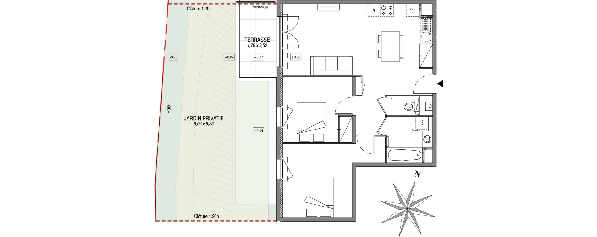 Appartement T3 de 60,60 m2 &agrave; Sciez Centre
