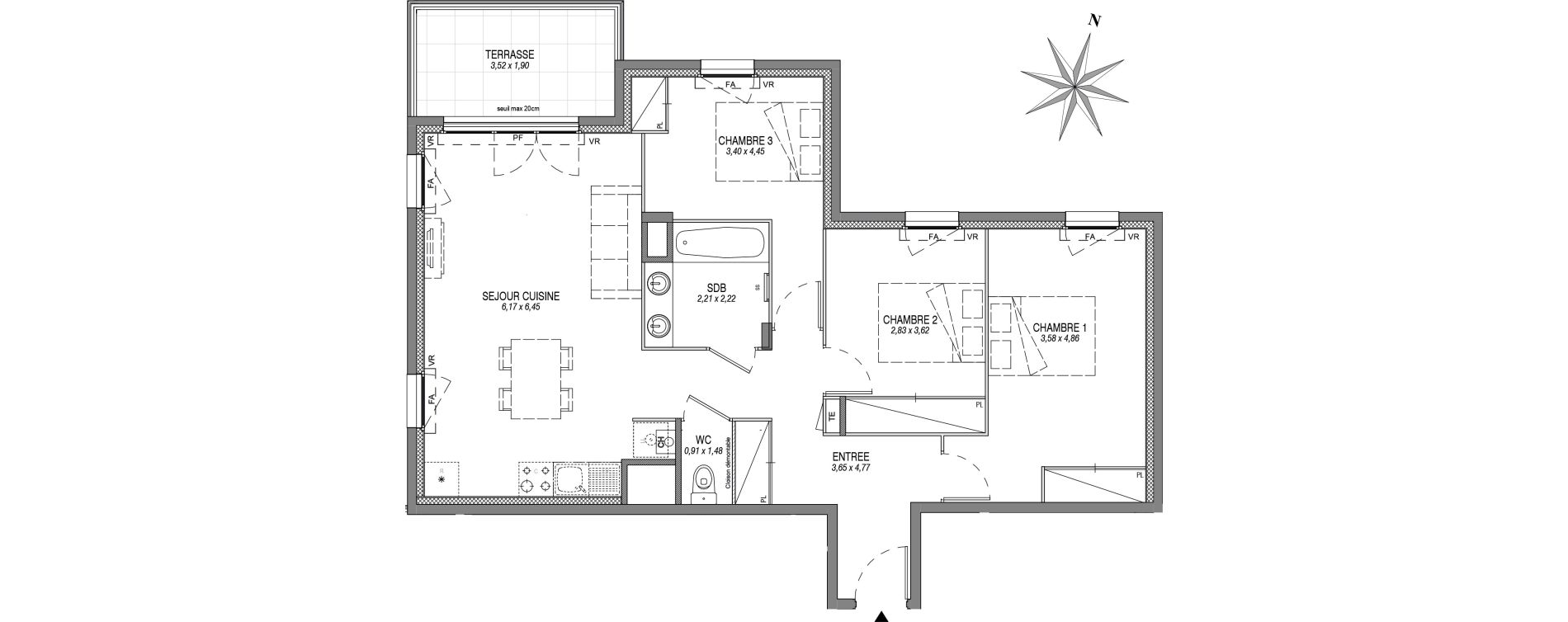 Appartement T4 de 76,61 m2 &agrave; Sciez Centre