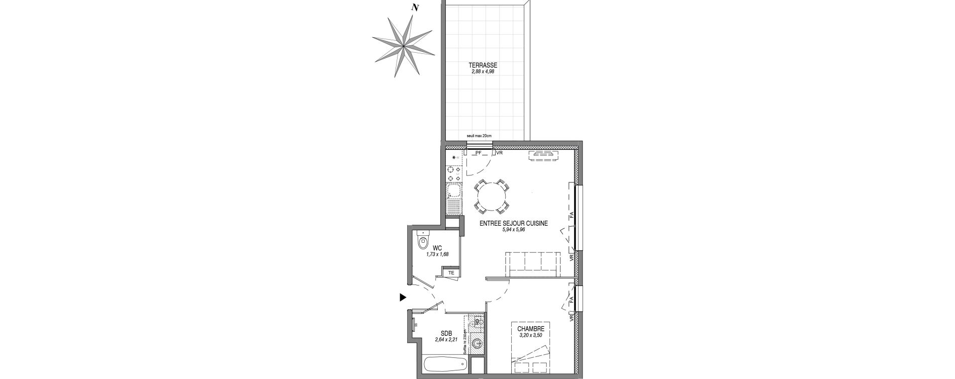 Appartement T2 de 43,11 m2 &agrave; Sciez Centre