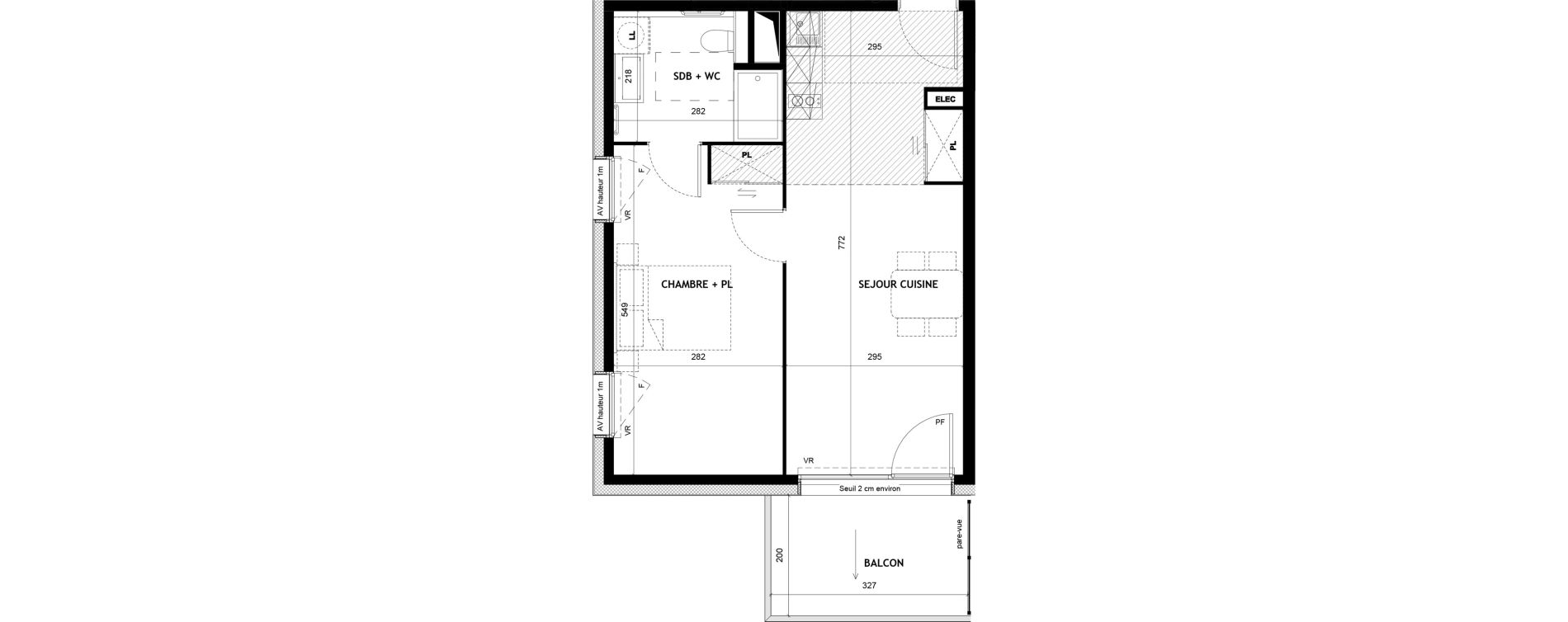 Appartement T2 meubl&eacute; de 43,50 m2 &agrave; Sciez Centre
