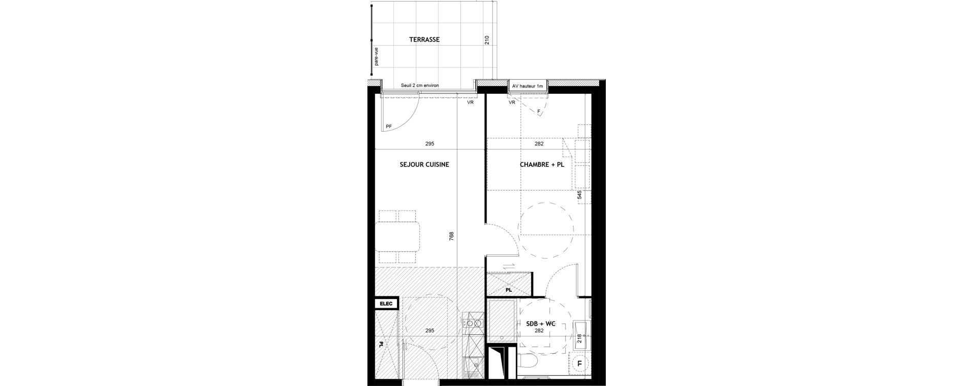 Appartement T2 meubl&eacute; de 43,32 m2 &agrave; Sciez Centre