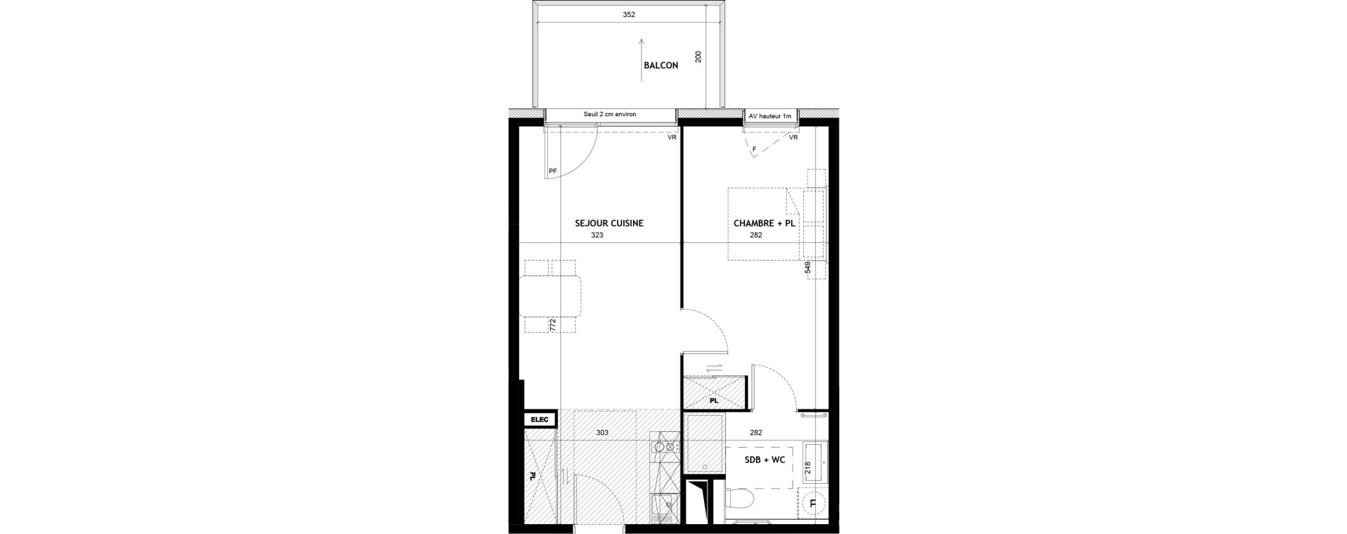 Appartement T2 meubl&eacute; de 44,64 m2 &agrave; Sciez Centre
