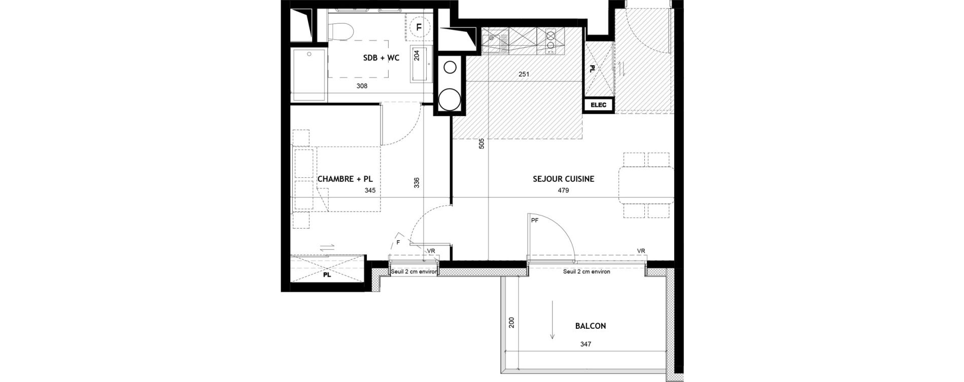 Appartement T2 meubl&eacute; de 41,45 m2 &agrave; Sciez Centre