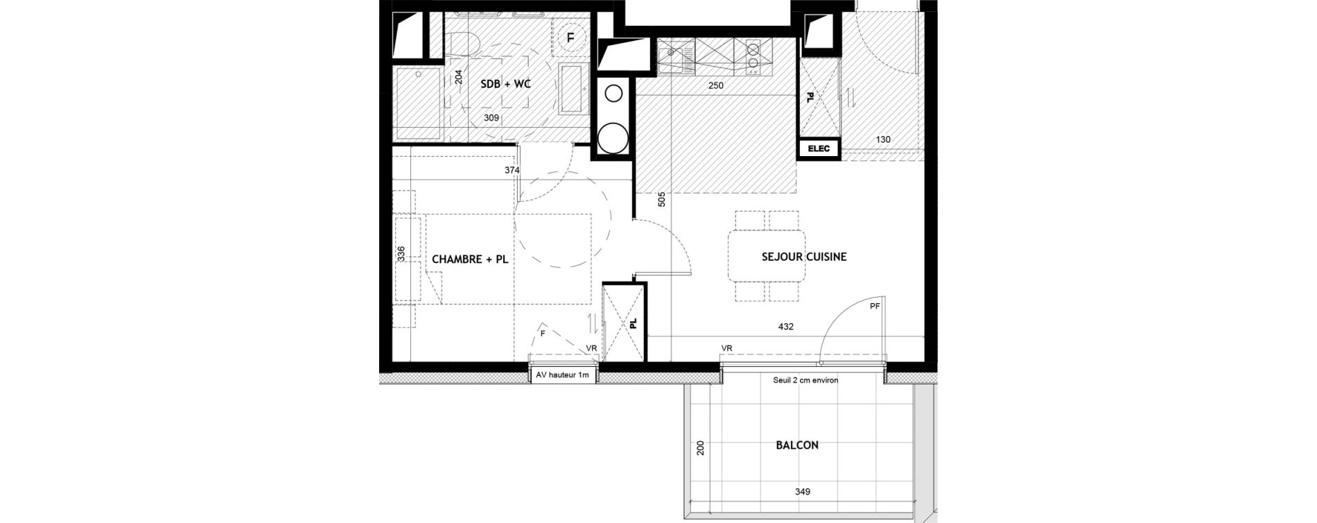 Appartement T2 meubl&eacute; de 40,66 m2 &agrave; Sciez Centre