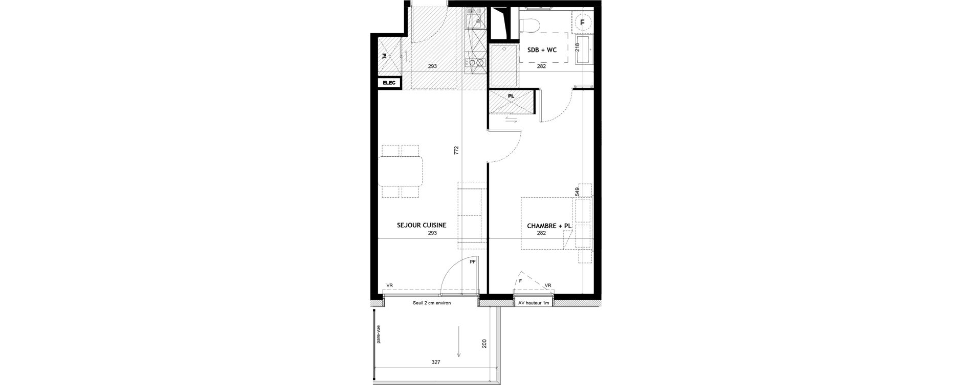 Appartement T2 meubl&eacute; de 42,75 m2 &agrave; Sciez Centre