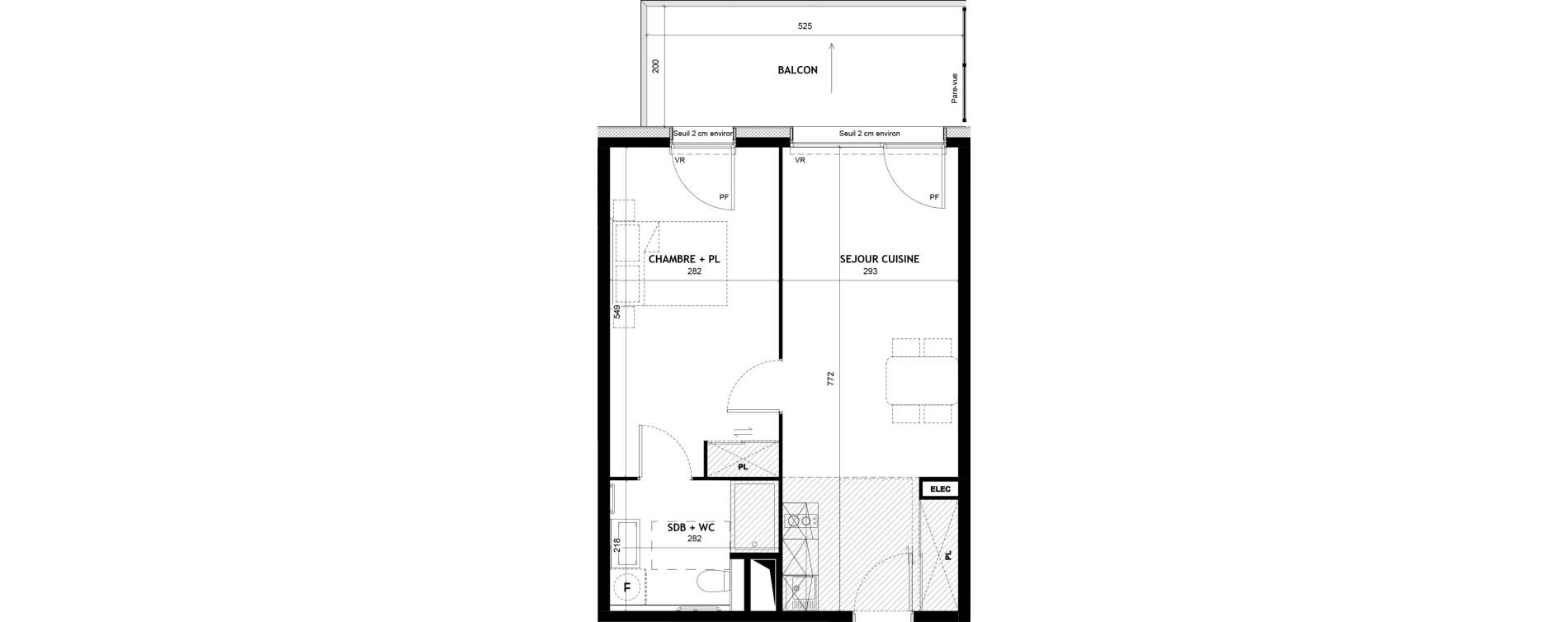 Appartement T2 meubl&eacute; de 43,39 m2 &agrave; Sciez Centre