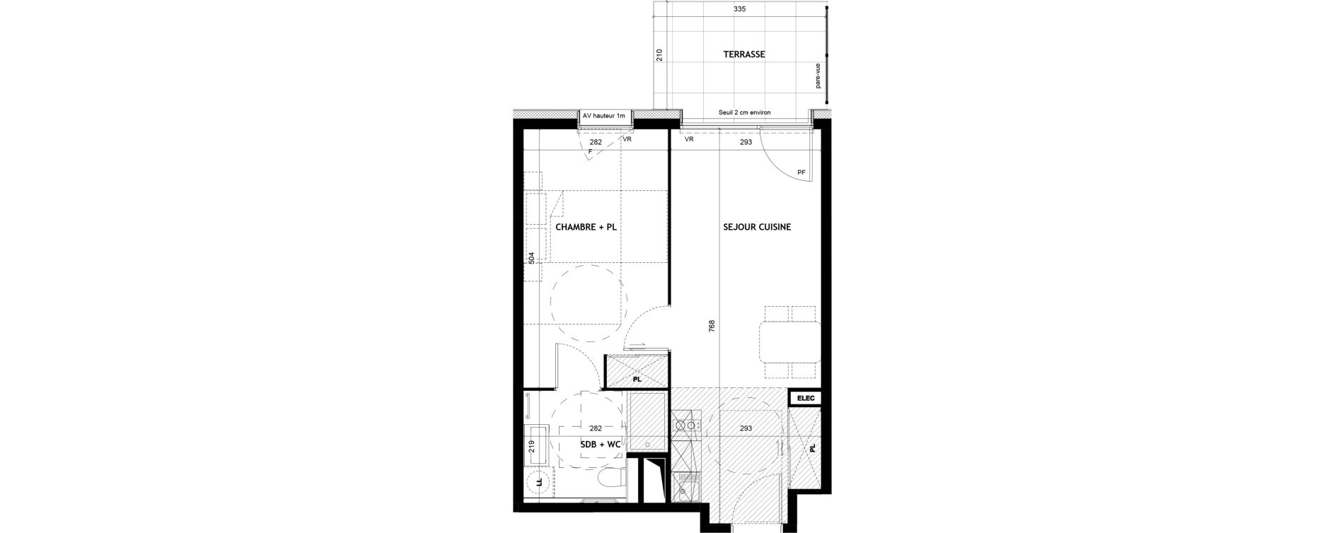 Appartement T2 meubl&eacute; de 41,29 m2 &agrave; Sciez Centre