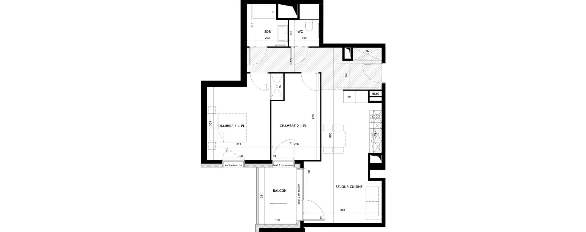 Appartement T3 meubl&eacute; de 59,16 m2 &agrave; Sciez Centre
