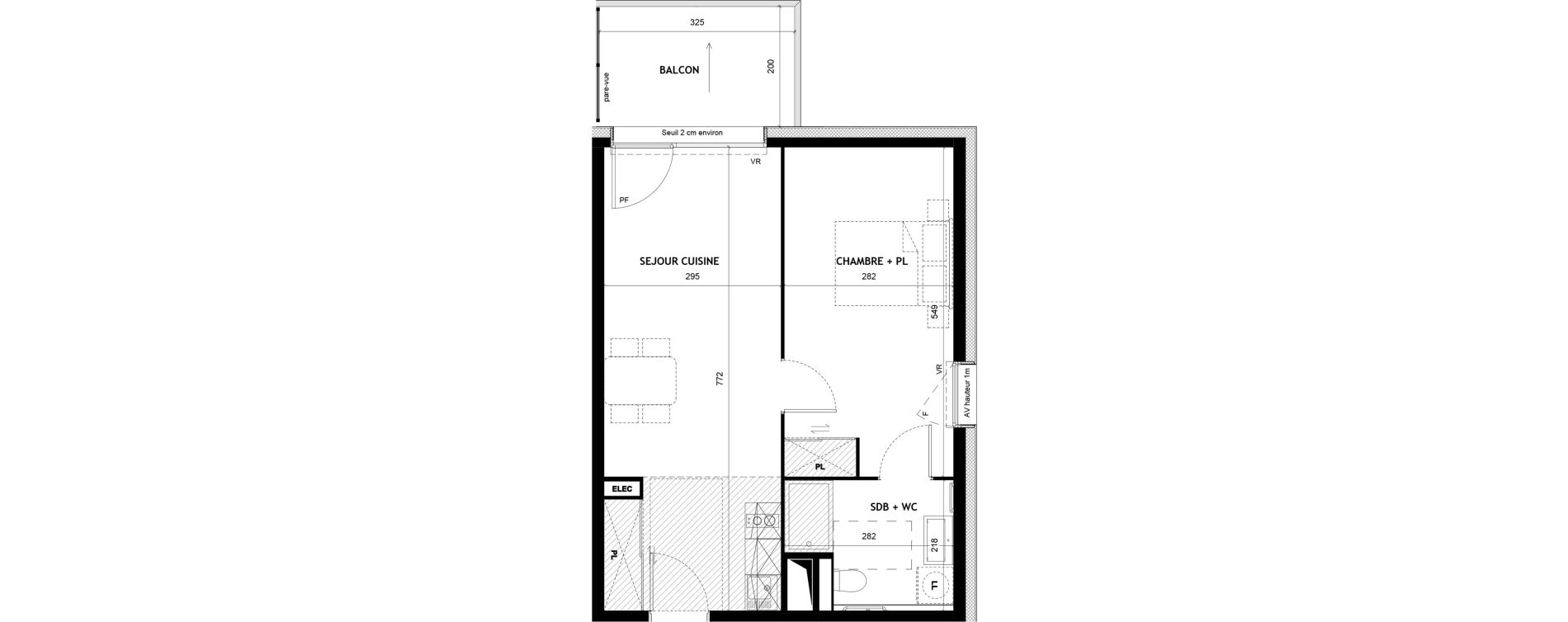 Appartement T2 meubl&eacute; de 43,54 m2 &agrave; Sciez Centre
