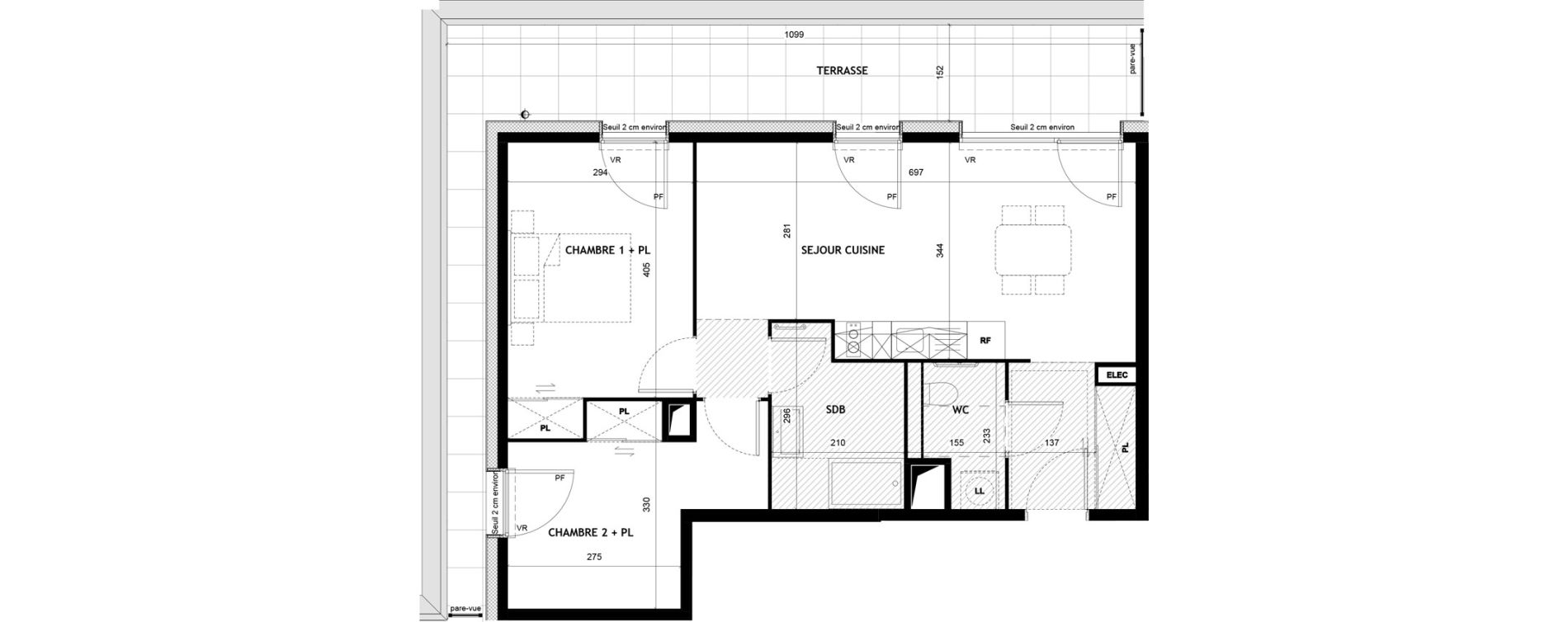 Appartement T3 meubl&eacute; de 59,68 m2 &agrave; Sciez Centre