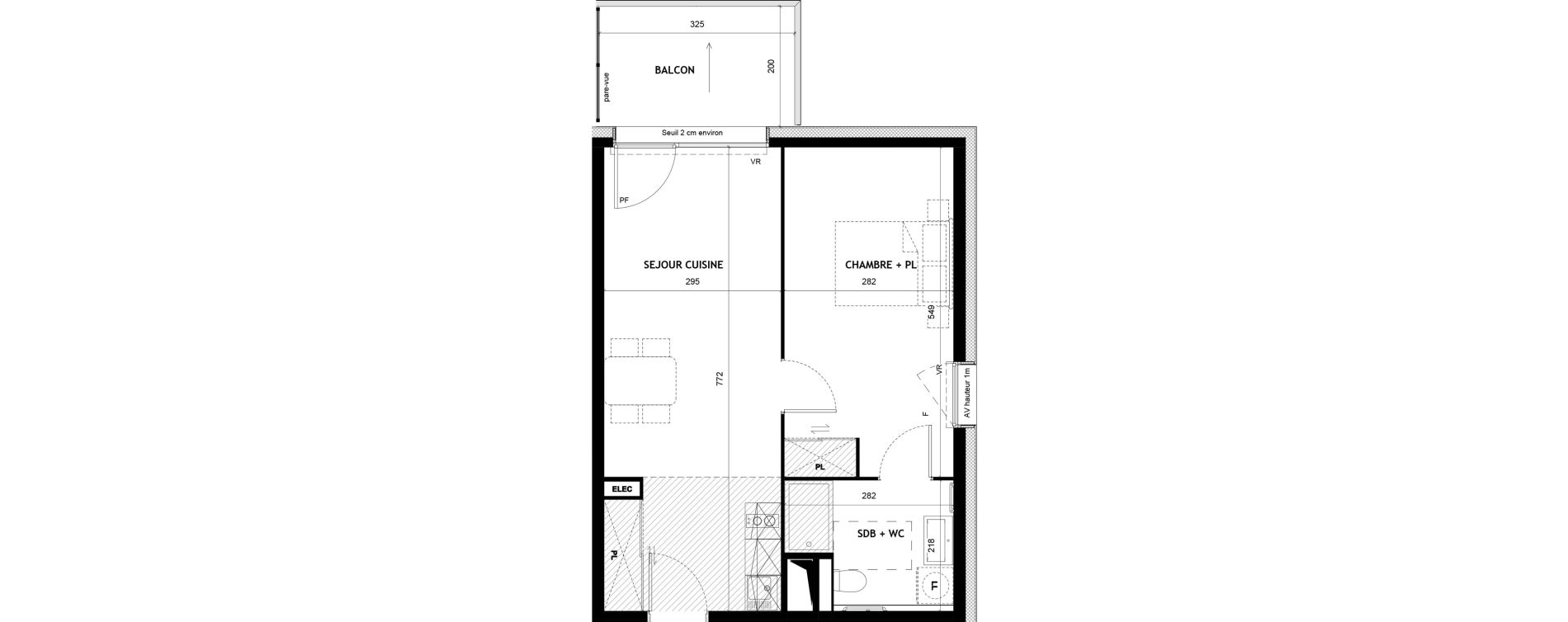Appartement T2 meubl&eacute; de 43,54 m2 &agrave; Sciez Centre