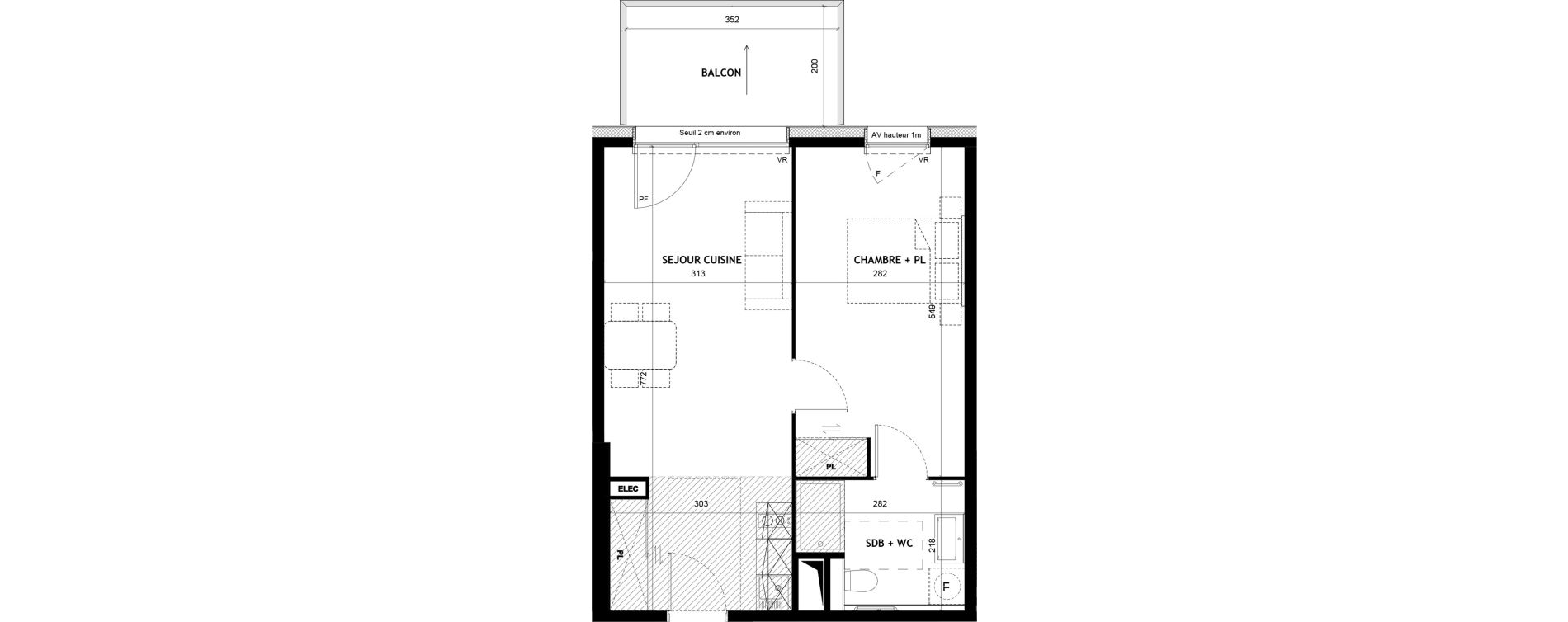 Appartement T2 meubl&eacute; de 44,64 m2 &agrave; Sciez Centre
