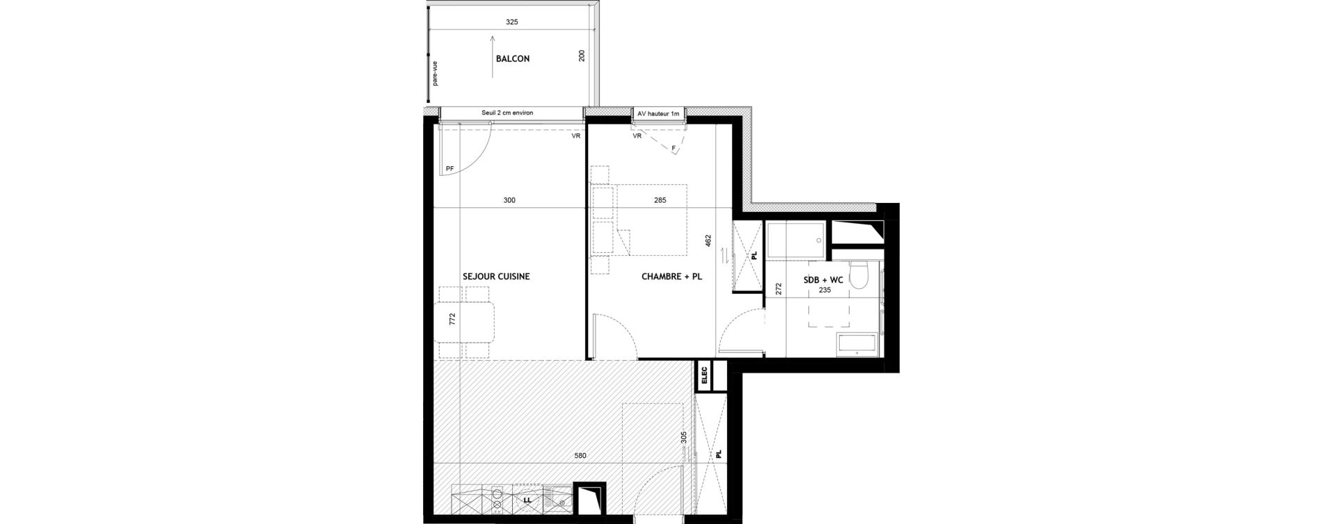 Appartement T2 meubl&eacute; de 51,36 m2 &agrave; Sciez Centre