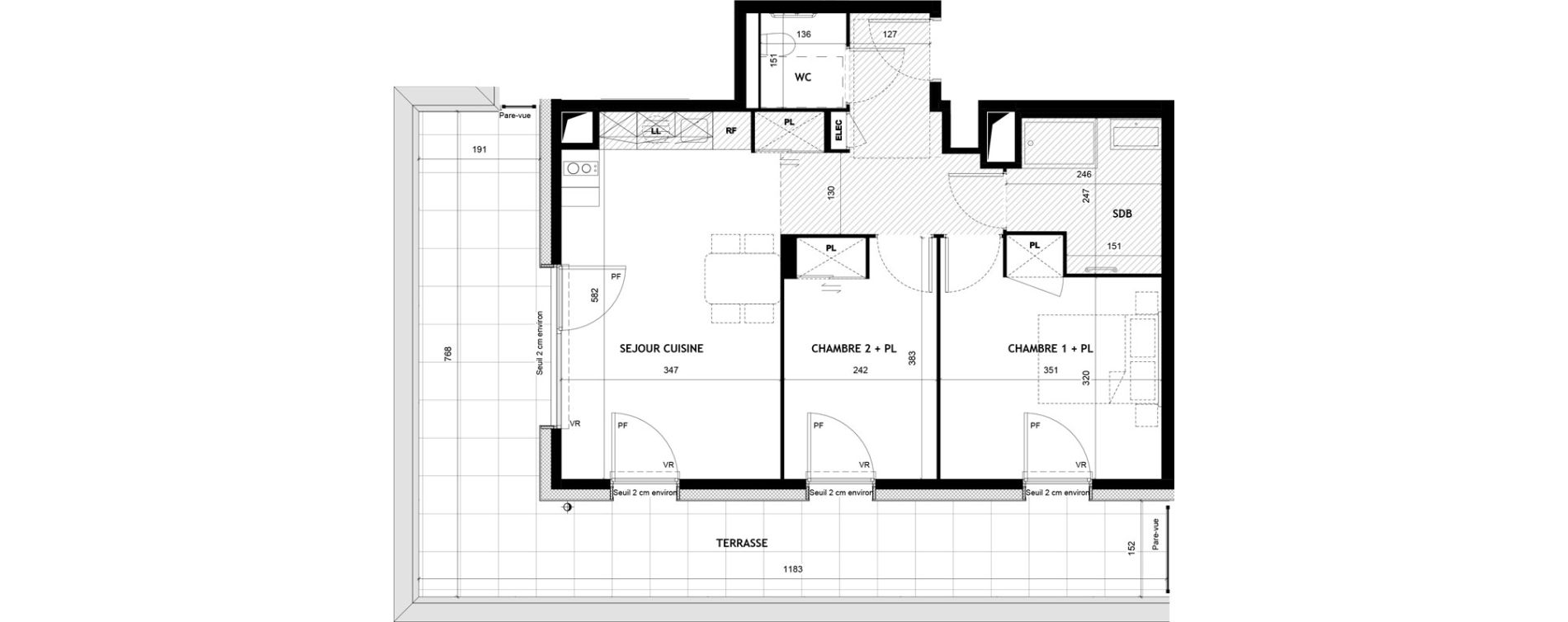 Appartement T3 meubl&eacute; de 56,52 m2 &agrave; Sciez Centre