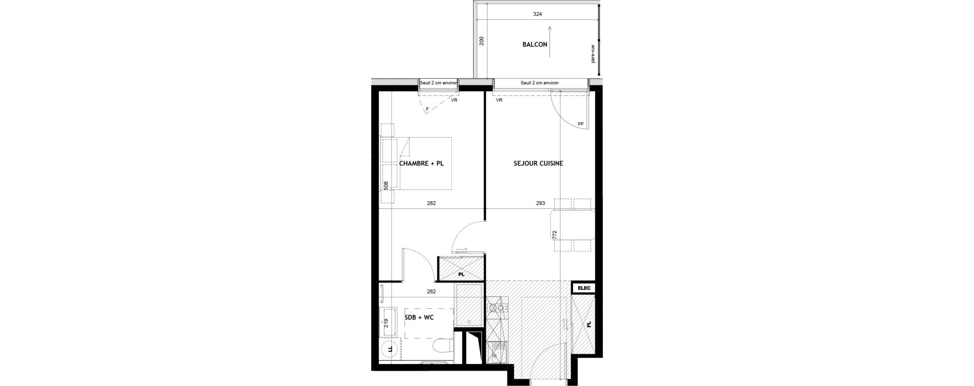 Appartement T2 meubl&eacute; de 41,51 m2 &agrave; Sciez Centre